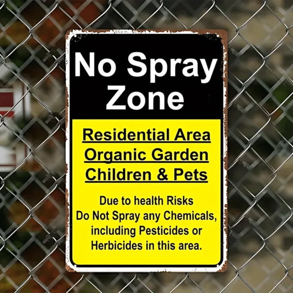 HELLOYOUNG Vintage Iron No Spray Zone Sign Heavy-Duty Rustic Pesticide-Free Warning Plaque for Garden Park Pet Safe 20.07x30.23 Cm