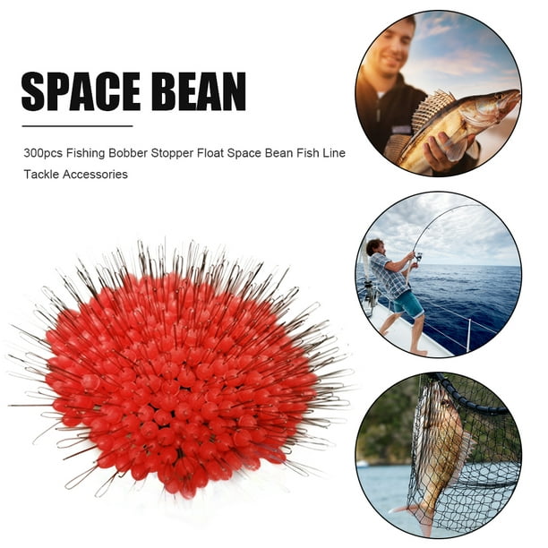 Qionma 300pcs Fishing Bobber Stopper Float Space Bean Fish Line Tackle (Red  S) 