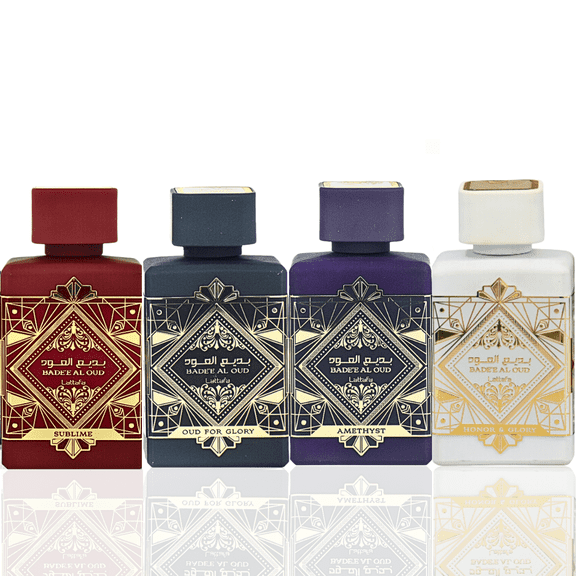 Bade'e Al Oud for Glory,Badee Al Oud Amethyst,Bade'e Al Oud Sublime & Bade’e Al Oud Honor & Glory EDP - 100ml (3.4 oz) By Lattafa Perfumes