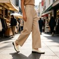 thumbnail image 2 of Women's Square Toe Loafers with Buckle Soft Elegant Comfort Anti-Slip Sole Retro Shoes Suitable for Office Commuting Beige 5.5, 2 of 7