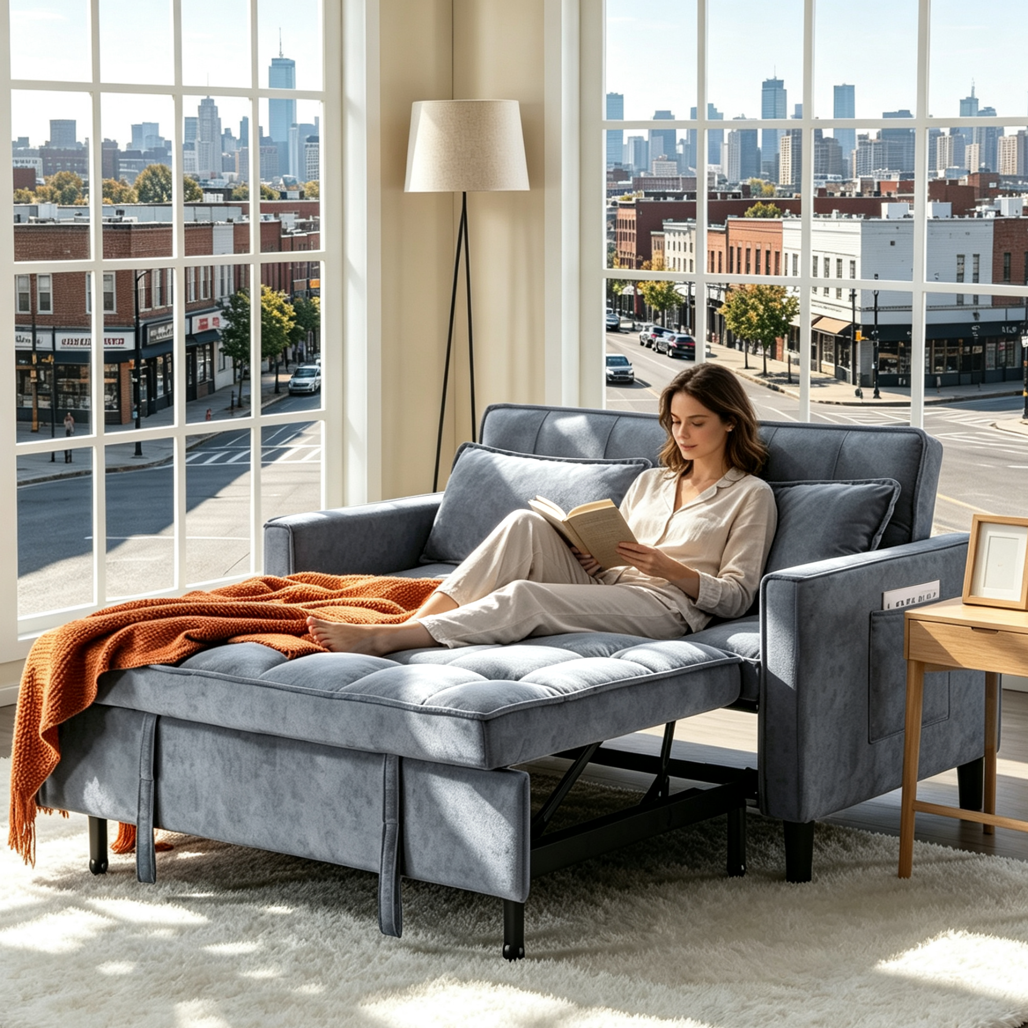 Gewnee 53.94" Convertible Sleeper Sofa, Dark Grey photo 1