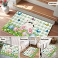 thumbnail image 6 of Rectangle Area Rug 2x3ft, Spring Easter Rabbit Butt Egg Butterfly Non-Shedding Washable Area Rug, Plant on Green White Check Non Slip Low-Profile Rugs for Living Room, Bedroom Dining Room, 6 of 9