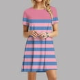 thumbnail image 2 of yillto Women Summer Tshirt Dress Casual Striped Short Sleeve Crew Neck Knee Length Loose Comfy Dresses, 2 of 6