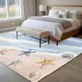 thumbnail image 4 of Blue Summer Beach Area Rugs 5'x7', Washable Small Throw Rugs for Laundry Room Playroom, Coastal Waves Ocean Starfish Conch Indoor Outdoor Rug Non-Slip Low Pile Carpet Runner Reversible Floor Mats, 4 of 8