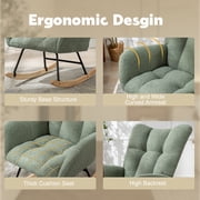 Hforesty Nursery Rocking Chair Teddy Upholstered Glider Rocker,with Comfortable Armchair for Living Room & Nursery, GREEN