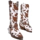 thumbnail image 2 of Botas vaqueras con estampado de vaca, tacón grueso en bloque, media pantorrilla, 2 of 4