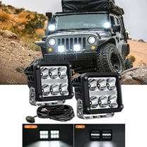Nilight 4inch Square Led Pod Lights with DRL 60W 6487LM 10°Super Spot Light 16AWG Wiring Harness Kit for Auxiliary Offroad Led Driving Work Lights for Truck UTV ATV SUV 4x4 Jeep