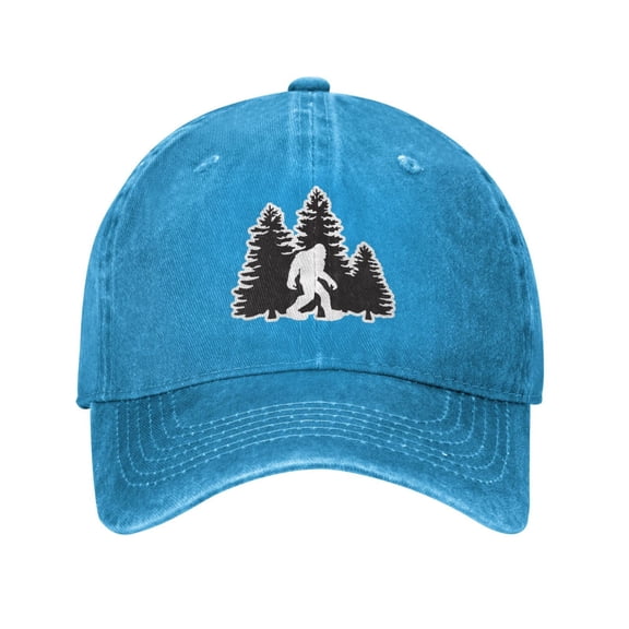 Bigfoot Trees Forest Cowboy Hat Baseball Hat Trucker Hat For Men Women Retro Denim Hats Baseball Cap Dad Hat