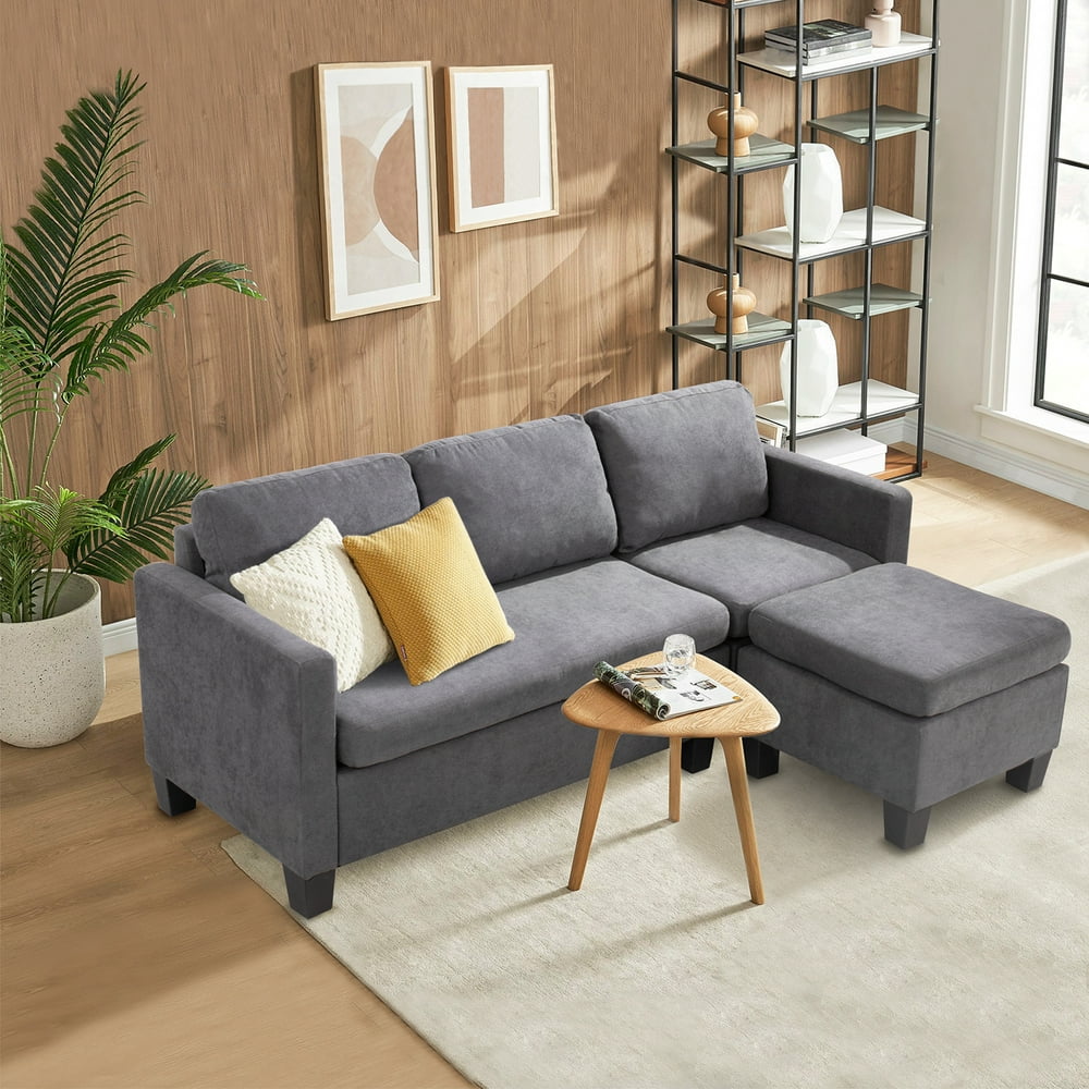 Walnew L Shaped Sofa Convertible Modern 3 Seat Sectional Sofa Couch