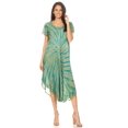 thumbnail image 5 of Sakkas Jonna Women's Short Sleeve Maxi Tie Dye Batik Long Casual Dress - 19338-Green - One Size Plus, 5 of 5