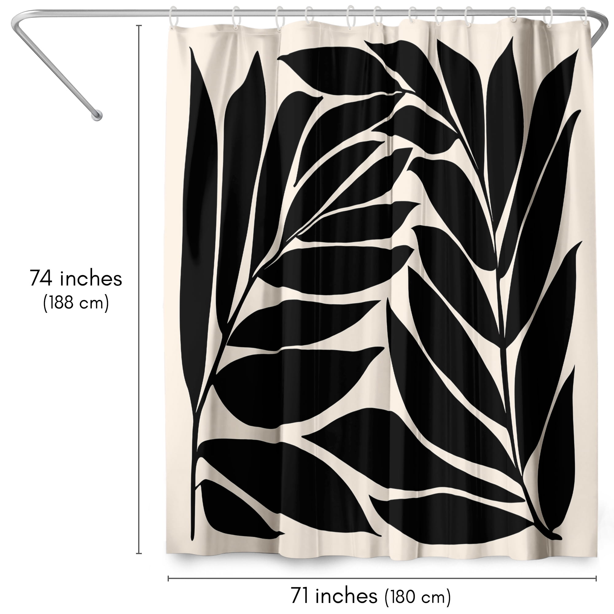 Americanflat 71x74 Black and White Shower Curtain - 100% Polyester Shower Curtain