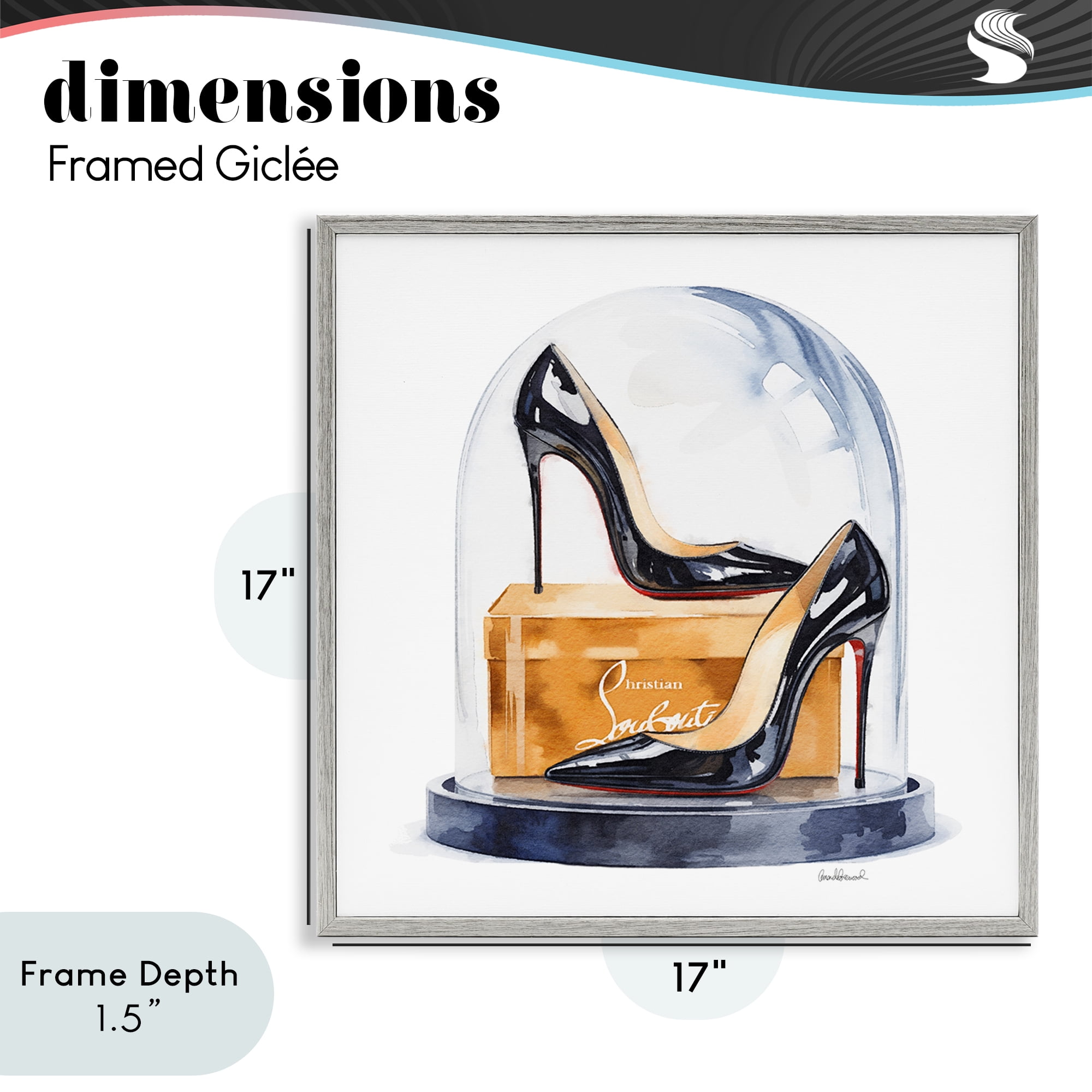Stupell Industries Black High Heels Dome Gray Framed Giclee Art, design by Amanda Greenwood