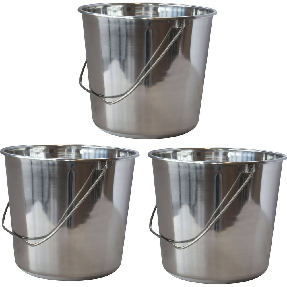 AmeriHome Large Stainless Steel Bucket Set, 3Piece