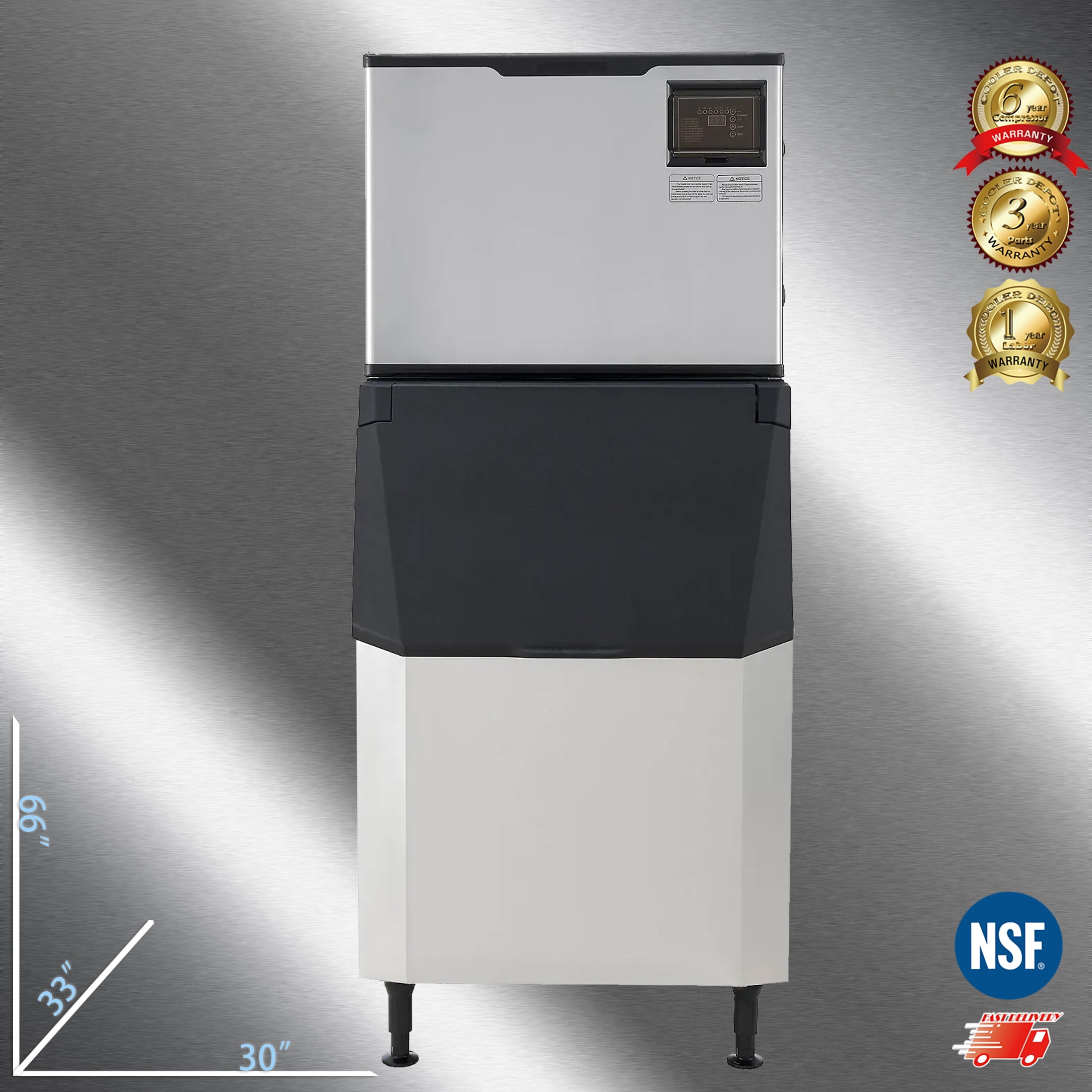Cooler Depot 1000 lb Commercial Half Cube Ice Maker Machine for Milk Tea & Coffee, NSF-Certified, Model SK-1029