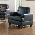thumbnail image 2 of Benzara Leather & Pine Wood Arm Chair, Brown-Color:Black, 2 of 2