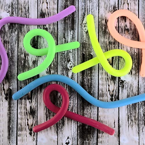 Super Z Outlet Stretchy Jelly String Fideos de goma gruesa juguetes sensoriales establecidos para relajantes Favores y premios de fiesta de cumpleaños relajantes (12 paquete) Super Z Outlet Juego Elástico Para Niños