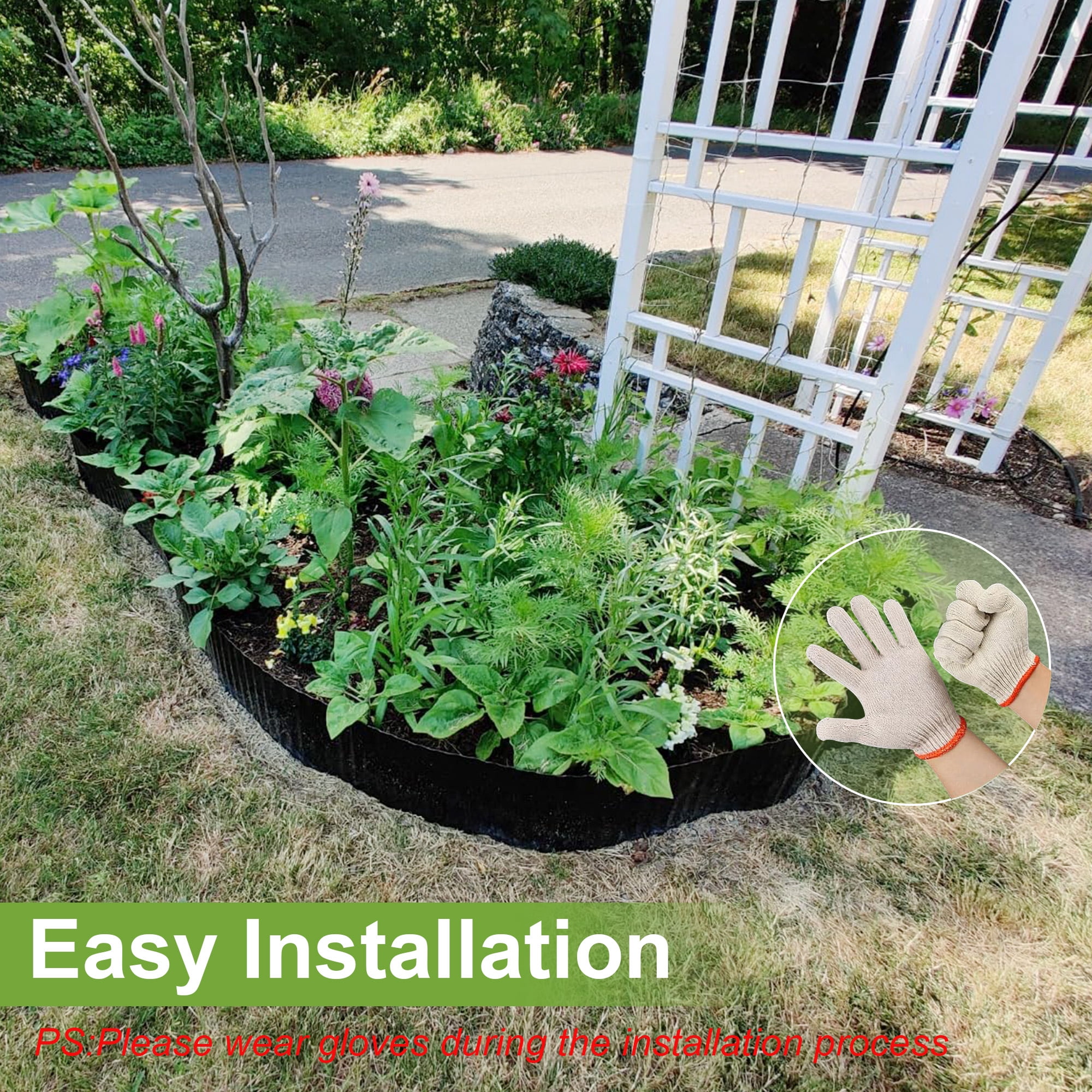Vinci Metal Landscape Edging Border, 6 Inch x 20 FT Corrugated Steel Garden Edging with Rolled Safety Edges, Flexible Lawn & Flower Bed Edging for Yard, Multiple Sizes & Colors (Black)