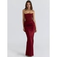 thumbnail image 5 of Women'S Bodycon Dress with A Cinched Waist Strapless Design Off-the-Shoulder Style with Boning Wine Red L, 5 of 9
