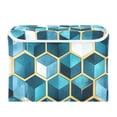 thumbnail image 7 of Yayeee Collapsible Cube Storage Bin with Lid Fabric Closet Decorative Basket with Handles, Light Blue Geometric Pattern, 7 of 7