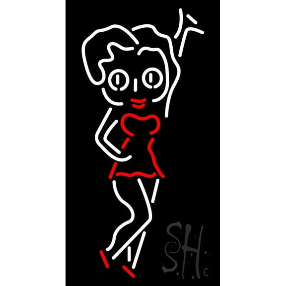 Betty Boop Choose From 2 Styles LED Neon Sign 20 x 37 - inches, Black Square Cut Acrylic Backing, with Dimmer - Bright and Premium built indoor LED Neon Sign for café, club, party and storefront.