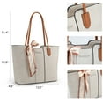 thumbnail image 6 of Montana West Tote Bags for Women Medium Top Handle Handbags with Scarf, Ivory Beige, 6 of 7