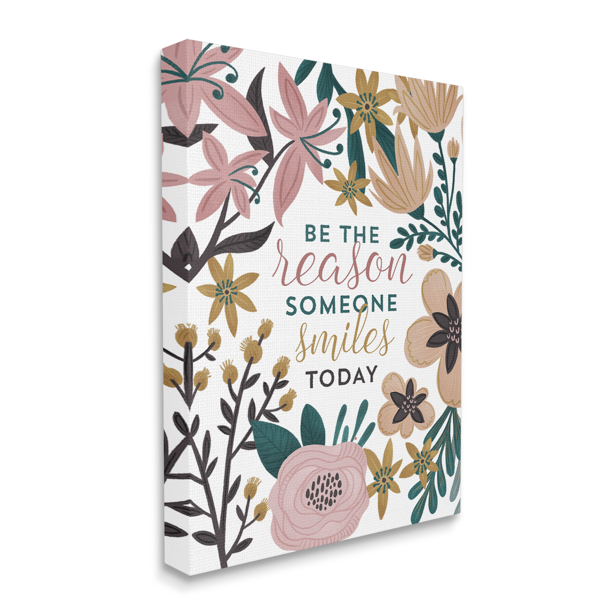 Stupell Industries Be the Reason Phrase Botanical & Floral Painting Gallery Wrapped Canvas Print Wall Art, 16 x 20