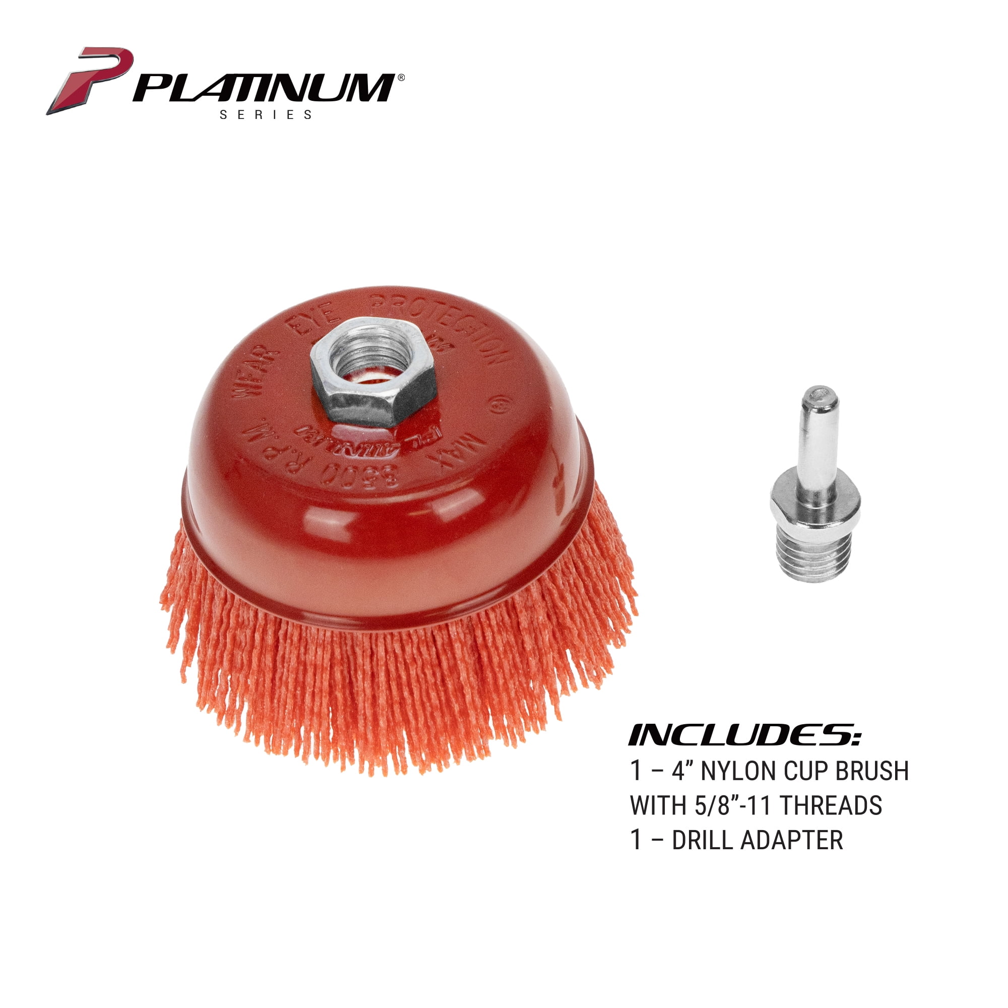Platinum Series 4" Nylon Bristle Cup Brush for Surface Prepping Truck Bed Liner Coatings