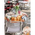 thumbnail image 4 of Outdoor Tablecloth with Umbrella Hole and Zipper, Orange Blue Pumpkins Fall Round Table Cloth 54 Inch Waterproof Tablecloth, Thanksgiving Fallen Leaves Picnic Table Cover for Patio Camping, 4 of 7