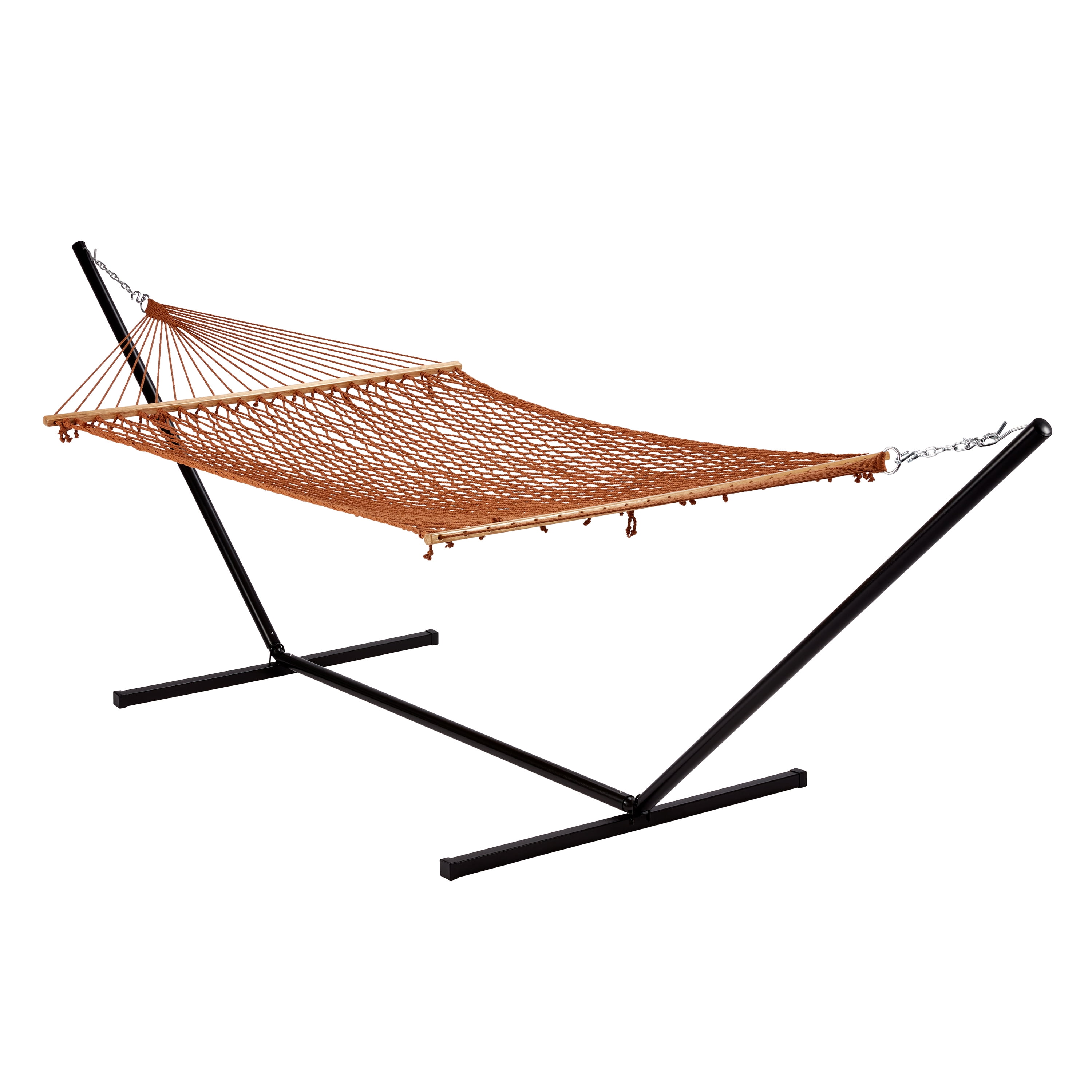 Bliss Hammocks Cotton Rope Hammock W/ Spreader Bar, 60-in. Wide, 450 lb. Capacity (Brown)