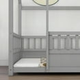 thumbnail image 4 of Full Size Floor Wooden Bed featuring a House Roof Frame and Grey Fence Guardrails, 4 of 11