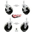 thumbnail image 2 of 5 Inch Phenolic Wheel Swivel 10mm Threaded Stem Caster Set 2 Brakes SCC, 2 of 2