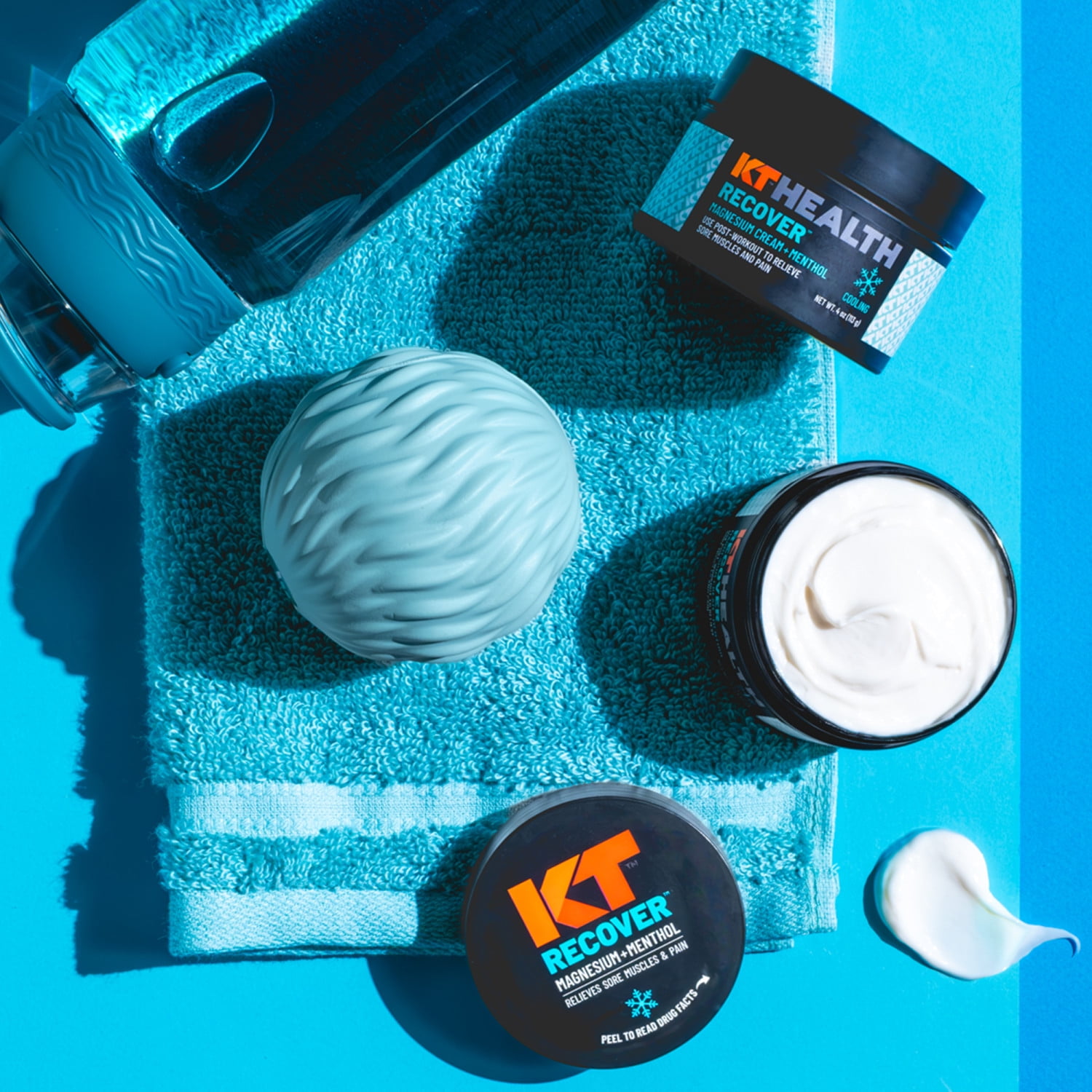 KT Tape KT Health Recover Cooling Magnesium Cream, Post-Workout Pain Relief Muscle Rub, White, 1 Ea