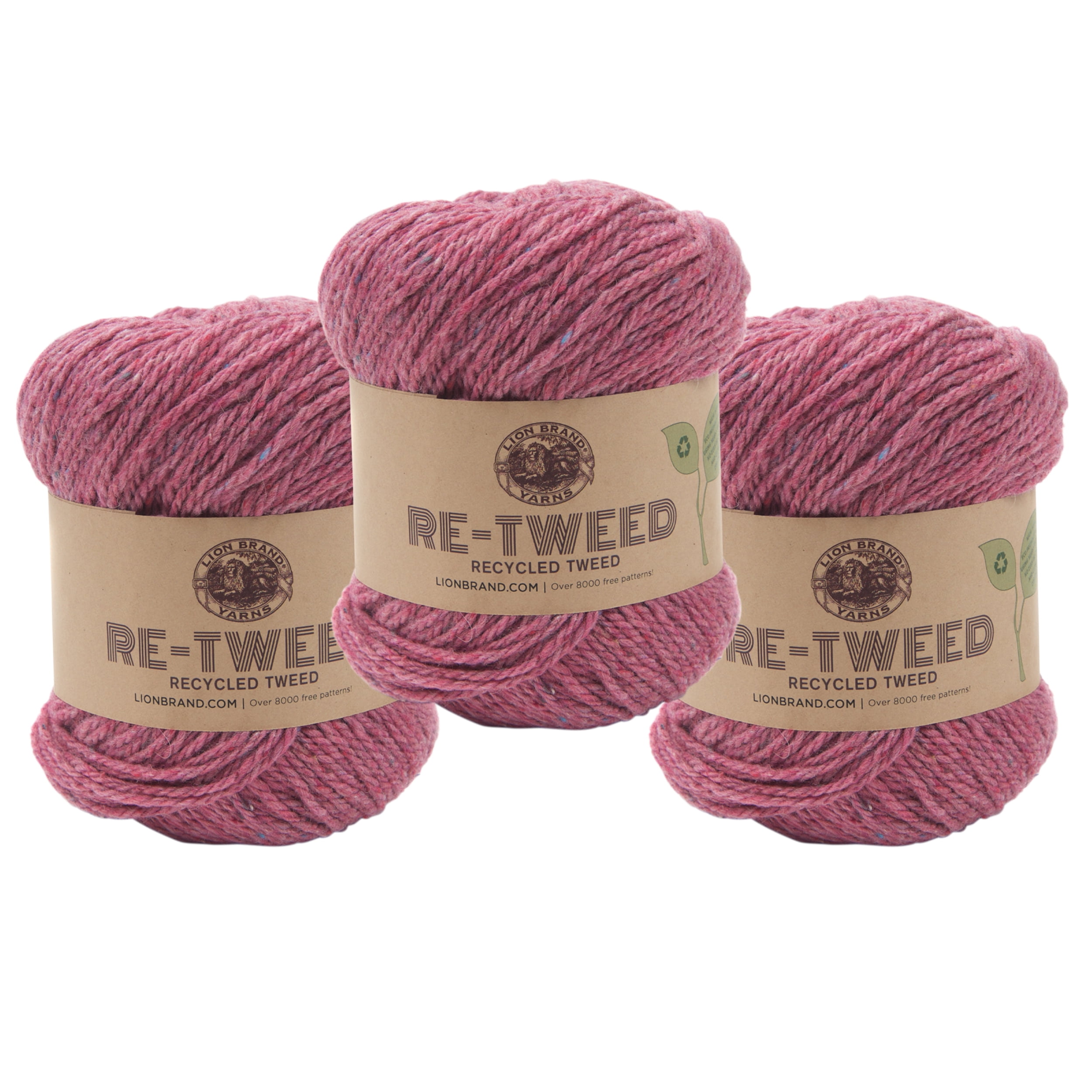 Lion Brand Yarn ReTweed Heather Rose Recycled Tweed Wool Blend Medium