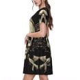 thumbnail image 2 of Balery Gothic Winged Skull Vestidos sueltos de manga corta para mujer, vestidos de verano 2025, vestidos casuales de corte A con vuelo., 2 of 6