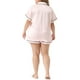 thumbnail image 3 of Conjunto de pijamas de talla grande Agnes Orinda para mujeres, con botones, estrellas, manga corta, ropa de dormir 1X rosa, 3 of 6