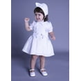 thumbnail image 2 of Girls- Embroidered White Cotton Puffed Sleeve Dress- Bonnet- Bloomers, 2 of 5