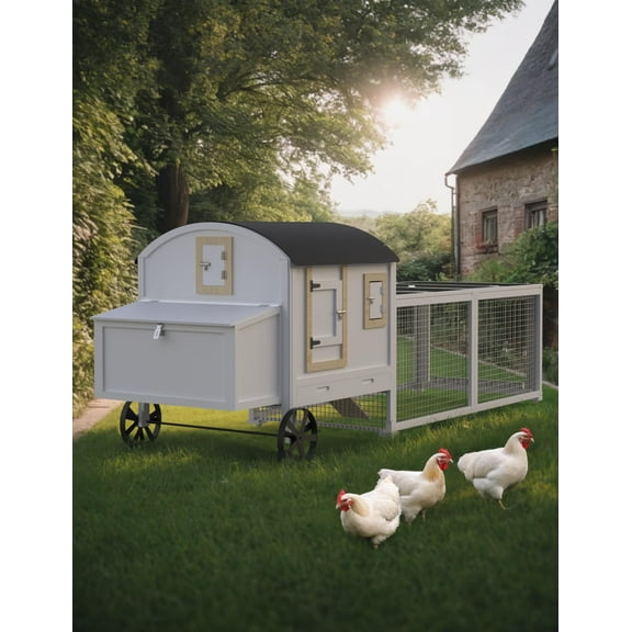 Kselythan Outdoor Chicken Coop, Extra Large Hen House with Waterproof Roof, Run and Ramp Wooden Rabbit Hutch Poultry House