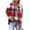 Plaid Red, variant on Nxznwn Plaid Hoodies for Women Oversized V Neck Hooded Pullover Sweatshirts Casual Button Down Long Sleeve Shirts Loose Fall Tops