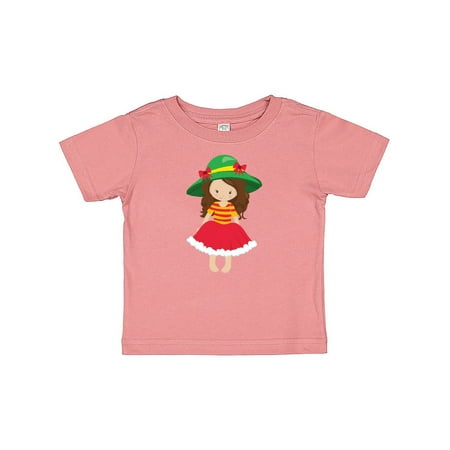 

Inktastic Cute Girl Brown Hair Red Skirt Green Hat Gift Baby Girl T-Shirt