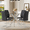 Table+4Black Chairs(001S), variant on StnTalk 39″ Round Glass Dining Table Set for 4 with White Faux Leather Chairs, Modern Tempered Glass Kitchen & Dining Room Table with Chrome Metal Base and Upholstered Seating