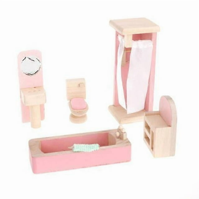 Wood Furniture Miniature Furniture Set Kids Toy Gift Wooden Miniature Furniture Bathroom Mini Funiture