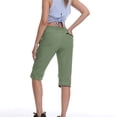 thumbnail image 7 of Capris Cargo Pants Women Work High Waisted Hiking PantsLightweight Dry Cargo With Zipper Pockets Elastic Waist Summer Outdoor Cropped Pants, 7 of 7
