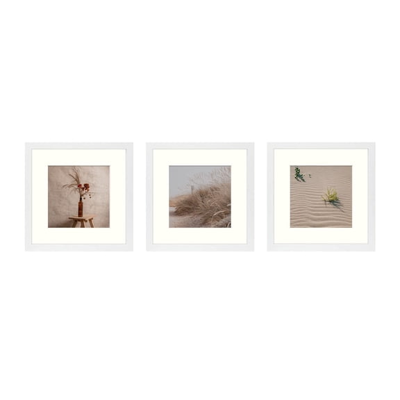 Golden State Art White 12x12 Gallery Wall Frames with Mat for 8 x 8 Photos, White, Pack of 3