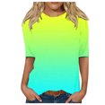 thumbnail image 1 of TSADFHJI Hauts d'Hiver pour Femmes Formels Hauts Adaptés Col Rond Manches Mi-Longues Blouse Imprimée Confortable T-Shirts m Vert Menthe, 1 of 4