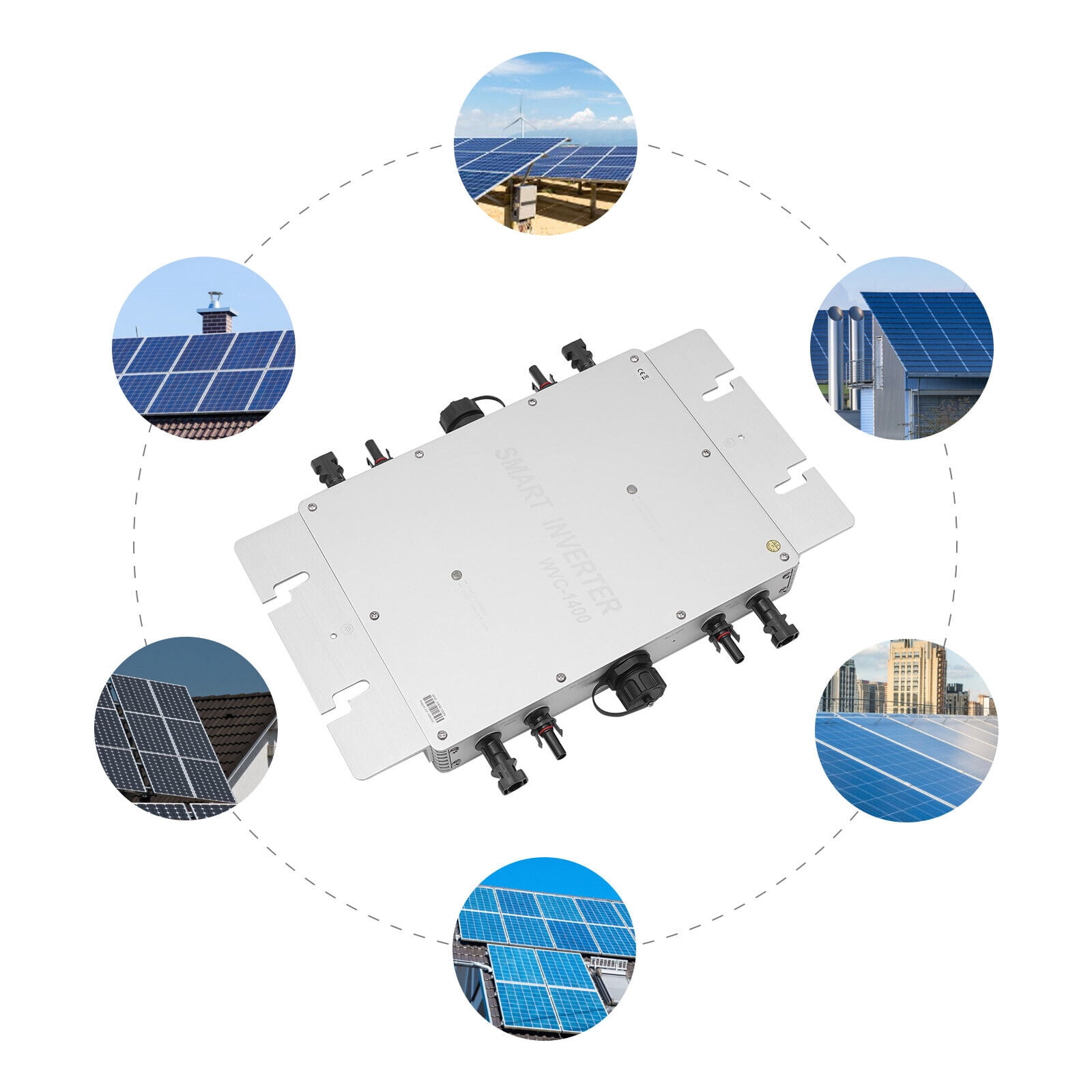 1400W Waterproof Solar Micro Inverter Grid Tie MPPT Pure Sine Wave DC to AC 110V
