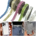 thumbnail image 3 of Sylvtty 3 Rolls Rhinestone Ribbon Self Adhesive Faux Crystal Strips Elegant Decorative Trim Roll for DIY Crafts Clothes Shoes Sparkling Embellishment Tape, 3 of 7
