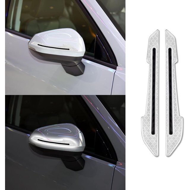 YISITIAN 2 Pcs Car Rearview Mirror Reflective Sticker, Rearview Mirror Reflective Warning Stickers, Strip Reflective Warning Car Rearview Mirror Sticker Universal for All Cars CJ919-12609