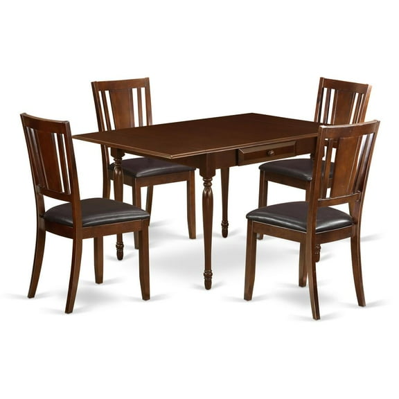 East West Furniture Dining Room Set Mahogany, MZDU5-MAH-LC