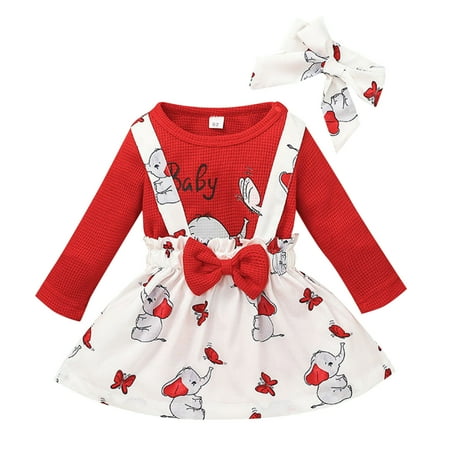 

baby girl clothes Baby Floral Animal Autumn Long Sleeve Romper Bodysuit Suspender Dress Headbands Set Clothes