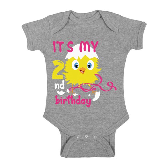 Awkward Styles 2nd Birthday Baby Bodysuit It's My Second Birthday Chick Romper for Girls